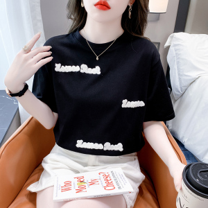 TR15364# 新款韩版夏季圆领刺绣T恤女显瘦百搭个性套头上衣 服装批发女装服饰货源