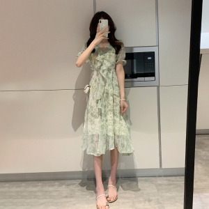RM2156#茶歇法式碎花连衣裙子女 茶里茶气小个子显瘦高级感雪纺裙