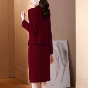 RM23142#春秋女职业套装气质女神范高级时尚西装领包臀裙工作服两件套