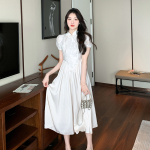 RM5311#新中式裙子女新款2023年夏季显瘦气质国风法式优雅改良旗袍连衣裙