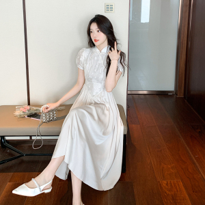 RM5311#新中式裙子女新款2023年夏季显瘦气质国风法式优雅改良旗袍连衣裙