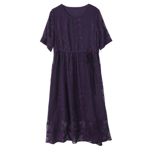 RM3112#新款中年妈妈冰丝连衣裙夏季女高级感法式优雅大码遮肉长裙子