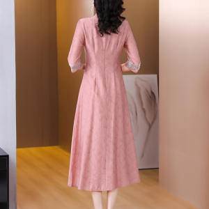 RM6385#新款复古年轻款改良修身长款新中式国风刺绣连衣裙