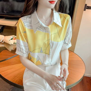 RM3240#真丝衬衫女 新款短袖设计感小众高端撞色时尚重磅桑蚕丝衬衣
