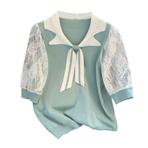 TR14064# 短袖t恤女夏季新款洋气漂亮小衫设计感小众娃娃领甜美上衣 服装批发女装直播货源