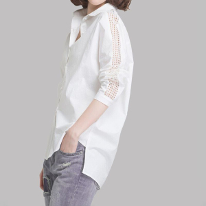 RM2462#新款气质简约韩版通勤白色衬衫女设计感小众镂空上衣