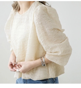 TR18496# 日本乐天春季新款七分袖套头蕾丝衫 服装批发女装服饰货源