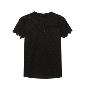 RM4795#春夏新款蕾丝短袖T恤女设计感钉珠洋气百搭修身打底衫