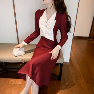 RM22309#红色连衣裙女春季新款高级感法式复古结婚敬酒礼服订婚裙
