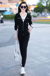 RM5890#棉休闲运动套装女春秋新款韩版时尚减龄连帽卫衣俩件套装