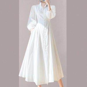 RM3252#新款女装设计感法式初恋裙收腰显瘦气质温柔风衬衫连衣裙