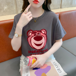 RM3177#新款草莓熊印花短袖T恤可爱减龄百搭韩版宽松上衣