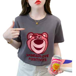 RM3177#新款草莓熊印花短袖T恤可爱减龄百搭韩版宽松上衣