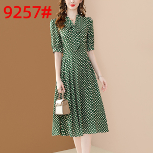RM14803#大牌法式波点印花连衣裙女2023夏季新款飘带领显瘦中长A字裙