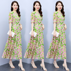 RM5283#波西米亚长裙到脚踝雪纺连衣裙2023新款夏超长海边度假沙滩裙