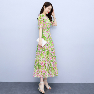 RM5283#波西米亚长裙到脚踝雪纺连衣裙2023新款夏超长海边度假沙滩裙