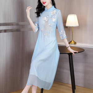 RM5749#改良版旗袍春装女2023年新款民族风复古茶服中式女装中国风连衣裙
