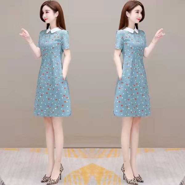 RM3219#娃娃领连衣裙 新款夏天女减龄名牌甜美收腰今年流行裙子小个子