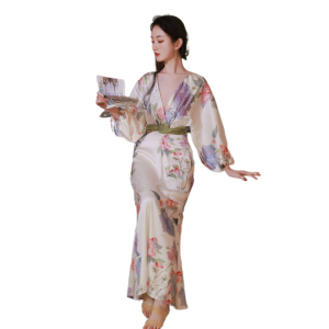 TR18272# 新中式风女晨袍新娘结婚礼服印花连衣裙 服装批发女装服饰货源