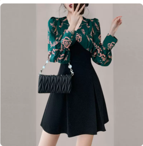RM3253#新款小个子连衣裙法式茶歇显瘦气质小香风早春碎花裙