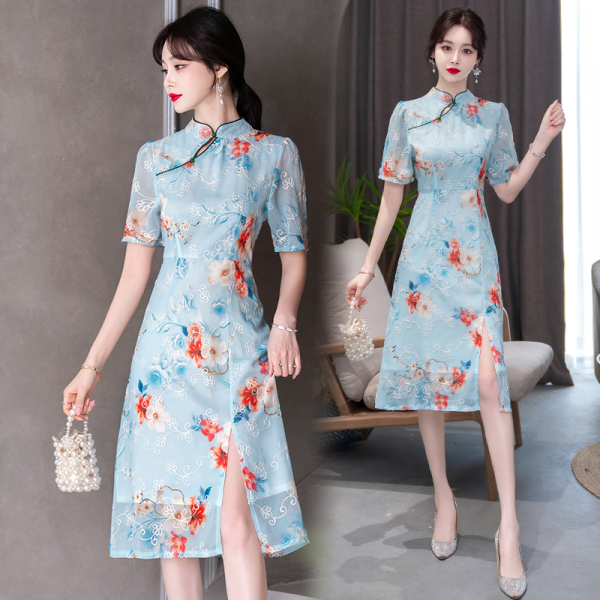 RM4032#春夏新款旗袍年轻款中长款优雅中国风新式日常旗袍连衣裙
