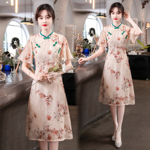 RM4033#春夏新款旗袍年轻款中长款优雅中国风新式日常旗袍