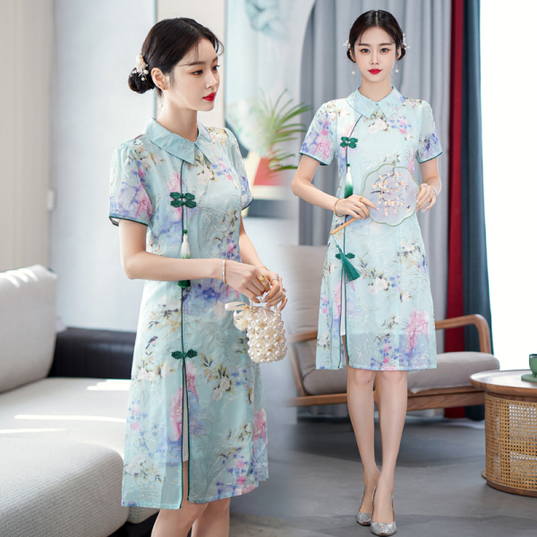 RM4034#春夏新款改良少女中长年轻款甜美中国风民族风时尚连衣裙