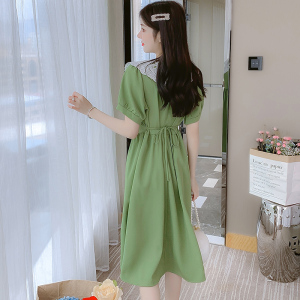 RM4328#新款夏季甜美淑女短袖泡泡袖连衣裙