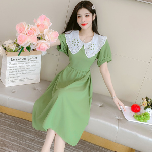 RM4328#新款夏季甜美淑女短袖泡泡袖连衣裙