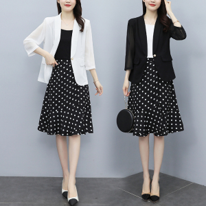 RM5036#大码西装外套女 2023夏季新款胖妹妹气质雪纺西服半身裙两件套