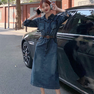 TR54204# 新款修身显瘦减龄气质收腰中长款大码牛仔连衣裙 服装批发女装批发服饰货源