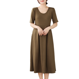 RM8359#出口大牌折扣洋气时尚气质显瘦a字长裙女短袖针织连衣裙