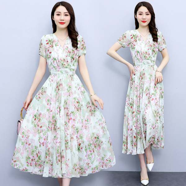 RM4380#雪纺连衣裙2023夏装新款女装长款气质显瘦仙女到脚踝超仙