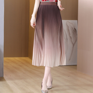 RM5820#百褶裙2023春夏新款大码印花渐变半身裙设计感小众中长款