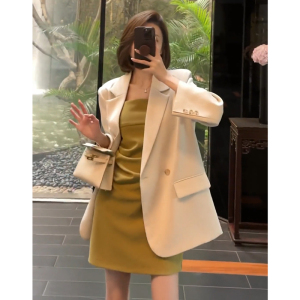 TR14852# 韩版宽松高级感西装外套春季气质时尚吊带裙套装  服装批发女装服饰货源