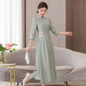 RM5308#新款改良版旗袍年轻款气质高端修身优雅国风复古连衣裙