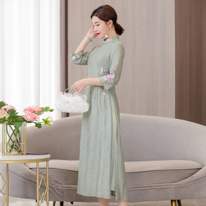 RM5308#新款改良版旗袍年轻款气质高端修身优雅国风复古连衣裙
