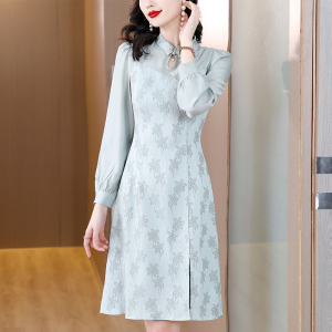 RM3241#雪纺连衣裙女士 新款修身显瘦气质优雅旗袍裙子