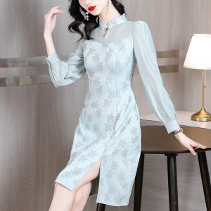 RM3241#雪纺连衣裙女士 新款修身显瘦气质优雅旗袍裙子