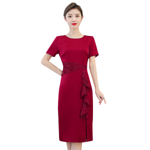 RM9115#红色宴会礼服连衣裙2023春夏新款女装高端名媛收腰显瘦气质包臀裙