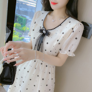 RM4370#夏季短袖新款甜美韩版淑女超修身雪纺连衣裙