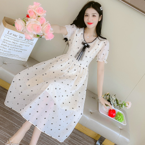 RM4370#夏季短袖新款甜美韩版淑女超修身雪纺连衣裙