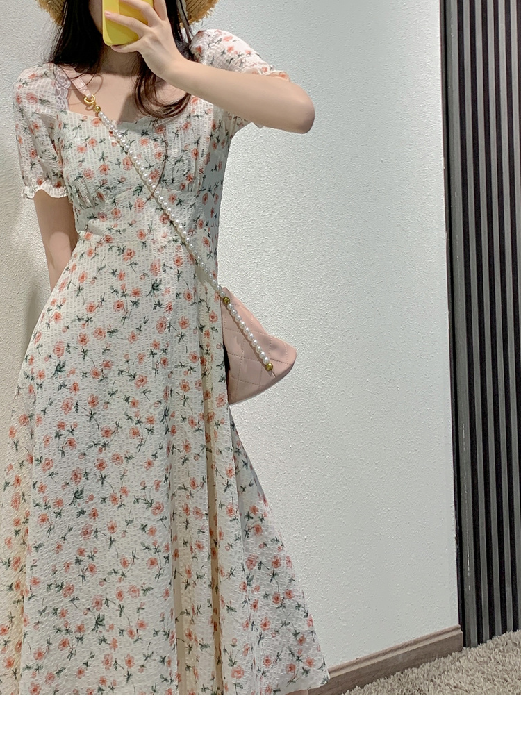Hu Chuliang Chunri Taohui 2023 Spring and Summer New Gentle Wind Floral Dress Temperament French Dress Female
