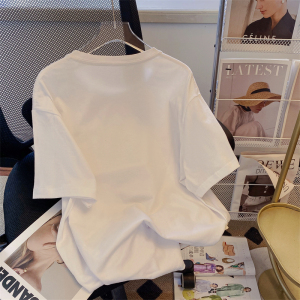 RM16805#100%棉200g精梳纯棉大码 夏季短袖t恤女学院风宽松韩版