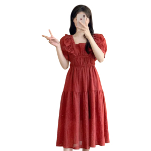 RM8711#法式小众设计高级感连衣裙2023新款气质收腰显瘦茶歇长裙子女夏天