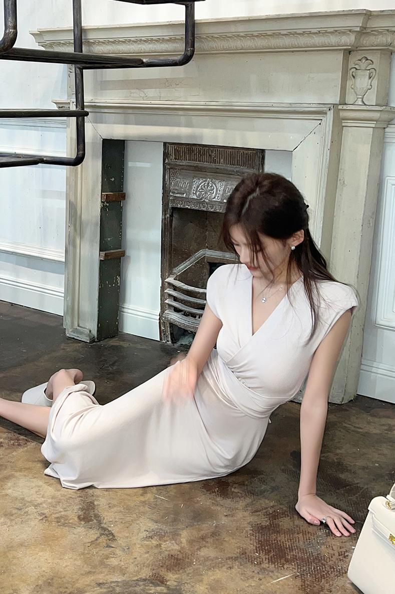 實拍2025春夏新款高級感收腰連衣裙女輕熟風顯瘦包臀裙女
