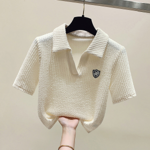 RM6595#夏季刺绣polo衫休闲设计感基础气质内搭时尚短款上衣T恤女