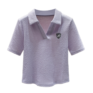 RM6595#夏季刺绣polo衫休闲设计感基础气质内搭时尚短款上衣T恤女