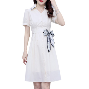 RM4454#夏季新款女神范气质收腰系带轻熟连衣裙洋气V领小众通勤裙子