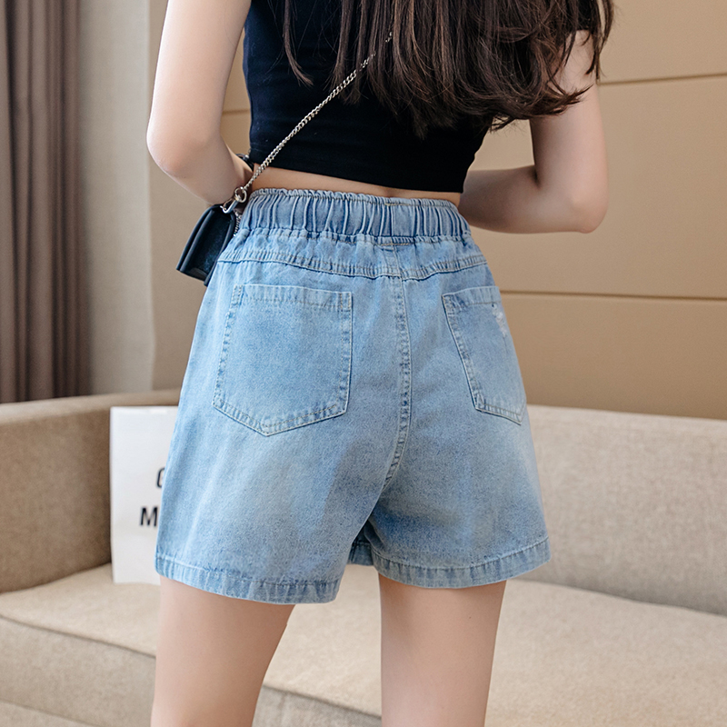 實拍胖mm短褲夏季加肥加大碼寬松顯瘦刺繡破洞牛仔短褲女200斤